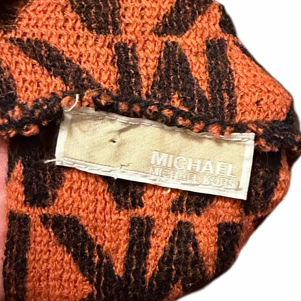 Michael Kors monogrammed, orange and black infinity scarf